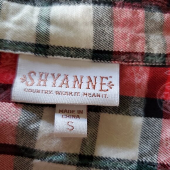 Shyanne Red Flannel Plaid Button Up with Crochet Lace Trim - Picture 9 of 14